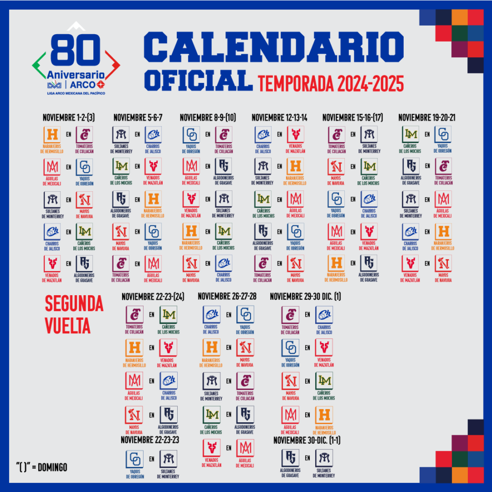 Listo el calendario de la Temporada 20242025 de la Liga ARCO Mexicana