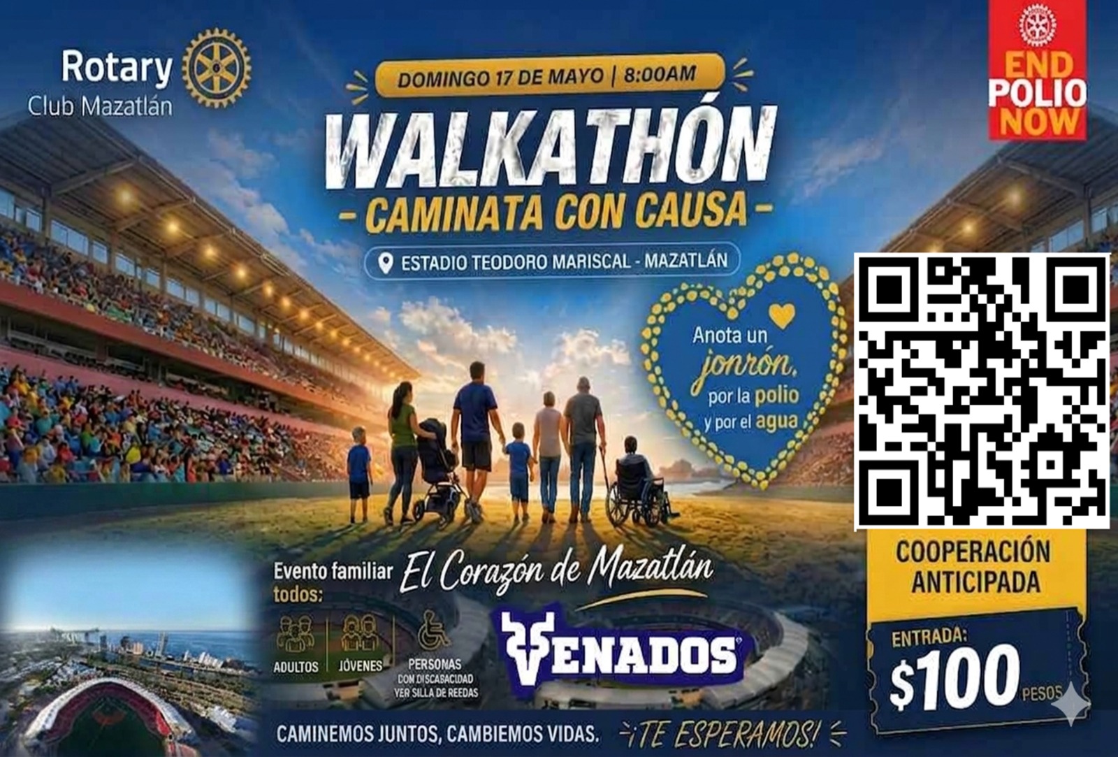 Mazatlán caminará por una Gran Causa en el Walkatón contra la Polio